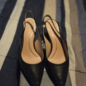 Cole Haan Black Pointed-Toe Slingback Mules